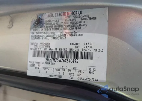 2006 Mercury Grand Marquis Ls z USA, uszkodzony, nr VIN 2MHFM75W76X640495